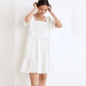 Puff-Sleeve Drawstring Mini Dress NWT